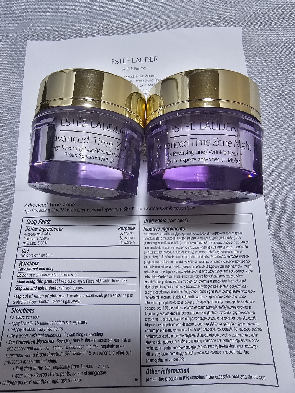 Estee Lauder Advanced Time Zone Day & Night Creams - Purple & Gold Jars